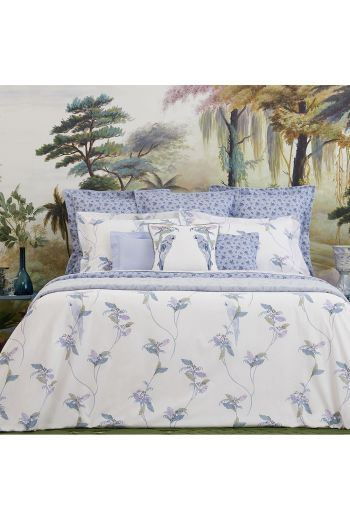 YVES DELORME Plumes King Flat Sheet 114x116 - Available Color: Icy Blue                          